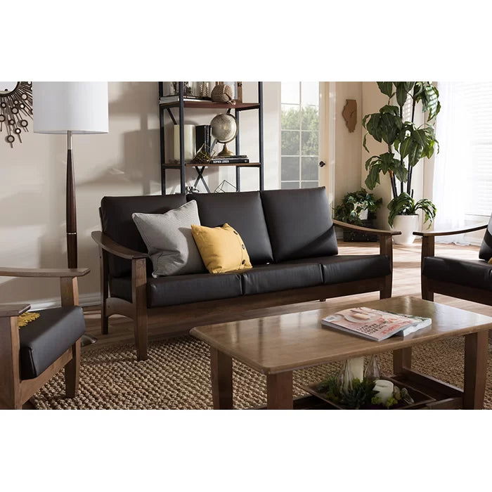 Solid Sheesham Wood Square Arm Sofa Walnut - Furnishiaa -  - 