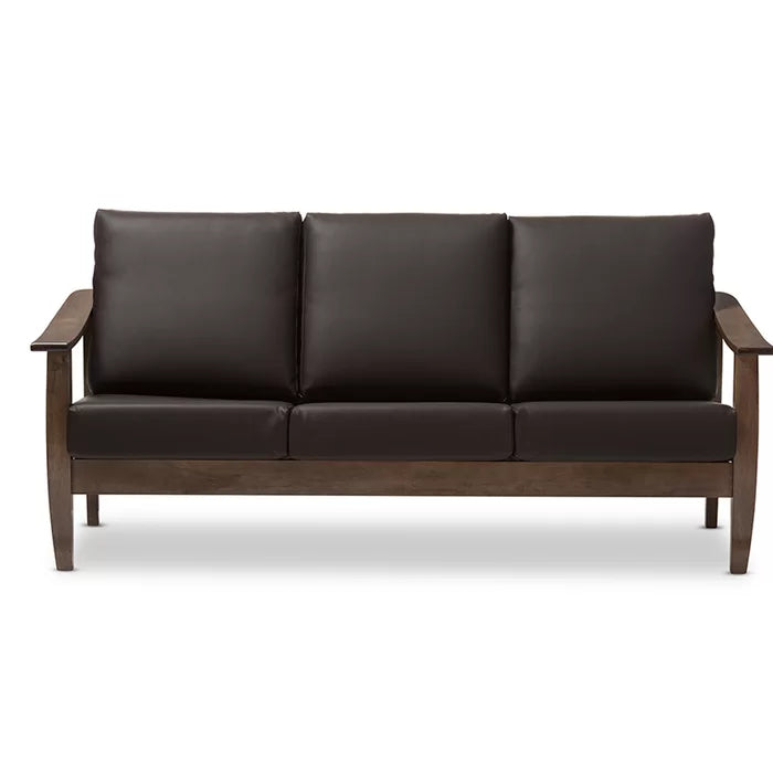 Solid Sheesham Wood Square Arm Sofa Walnut - Furnishiaa -  - 
