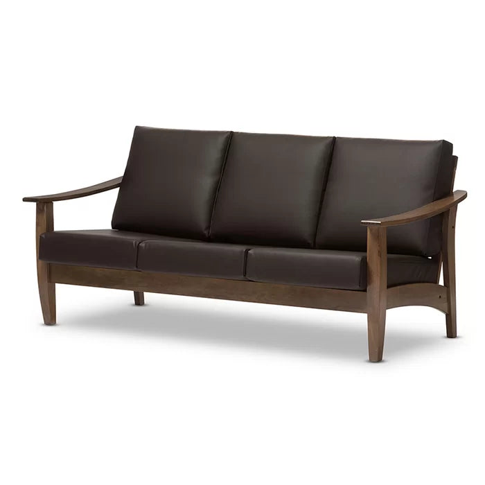 Solid Sheesham Wood Square Arm Sofa Walnut – Furnishiaa