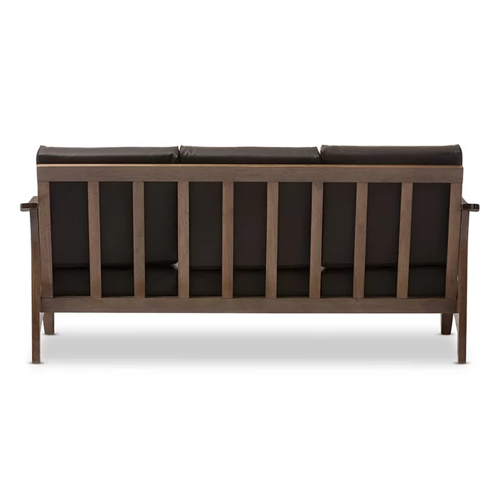 Solid Sheesham Wood Square Arm Sofa Walnut - Furnishiaa -  - 