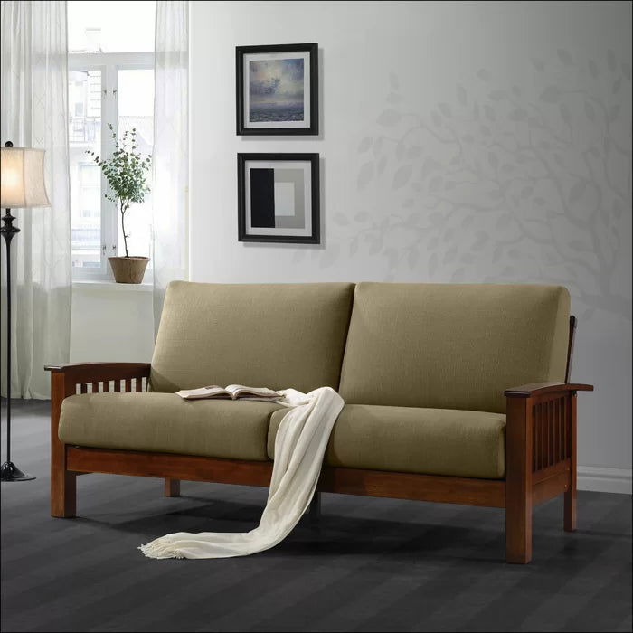 Solid Sheesham Wood Square Arm Sofa with Reversible Cushions - Furnishiaa -  - 