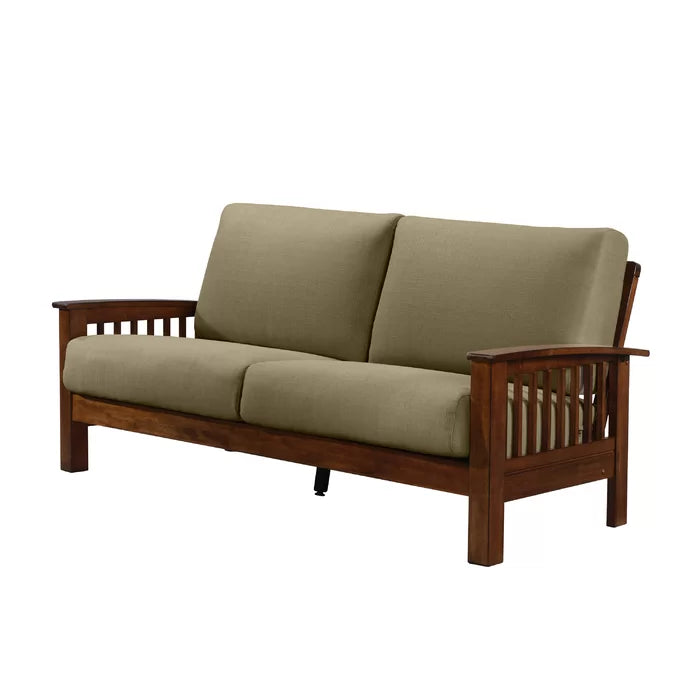 Solid Sheesham Wood Square Arm Sofa with Reversible Cushions - Furnishiaa -  - 