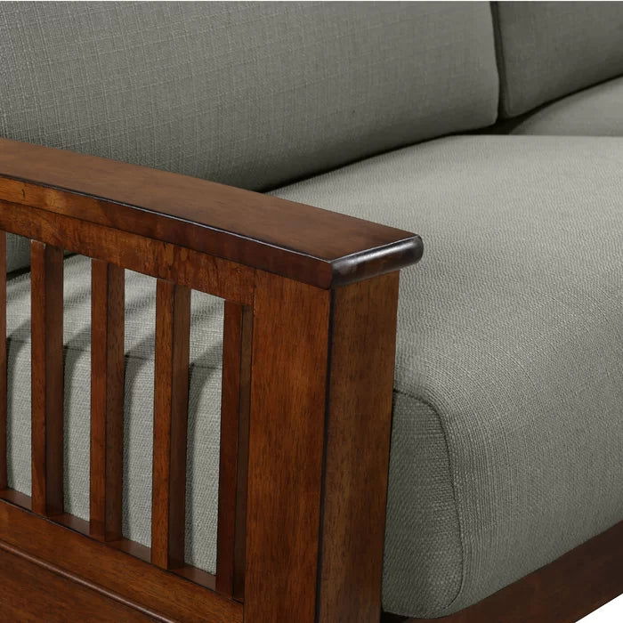 Solid Sheesham Wood Square Arm Sofa with Reversible Cushions - Furnishiaa -  - 