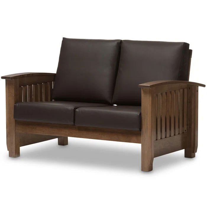 Solid Sheesham Wood Tuxedo Arm Loveseat - Furnishiaa -  - 