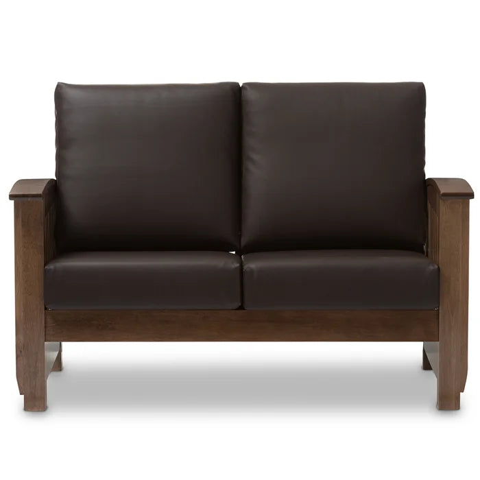 Solid Sheesham Wood Tuxedo Arm Loveseat - Furnishiaa -  - 
