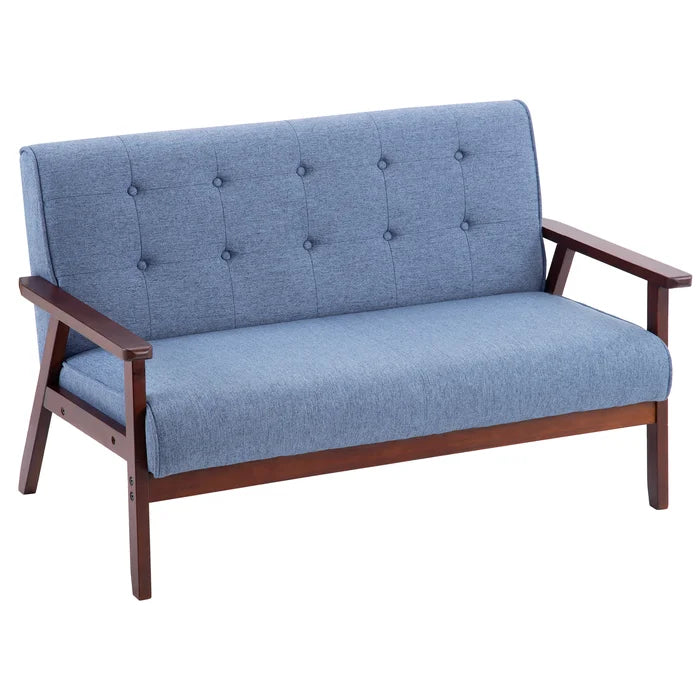 Solid Sheesham Wood Upholstered Sofa (Blue) - Furnishiaa -  - 