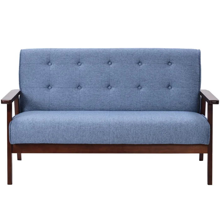 Solid Sheesham Wood Upholstered Sofa (Blue) - Furnishiaa -  - 