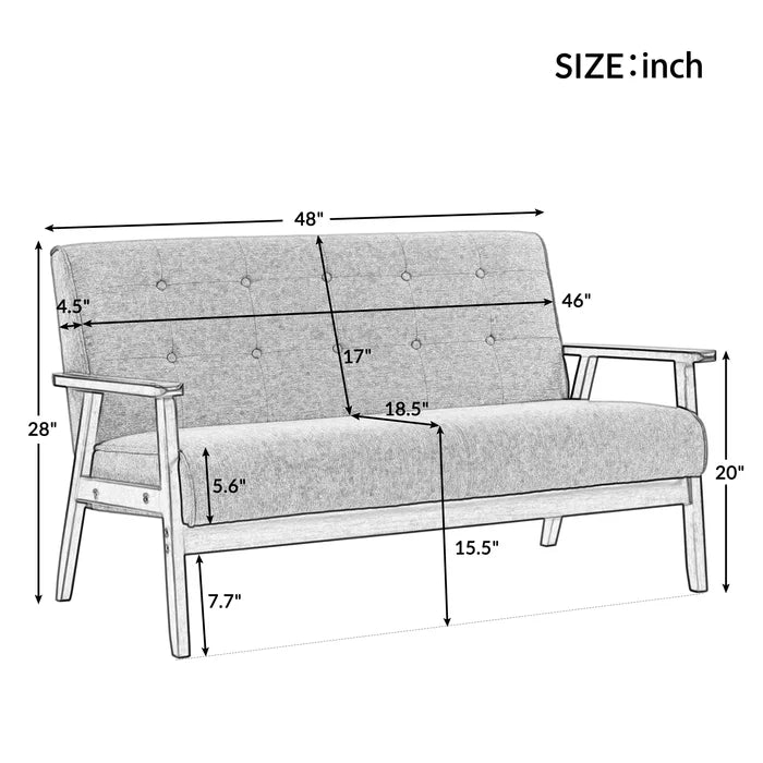 Solid Sheesham Wood Upholstered Sofa (Blue) - Furnishiaa -  - 