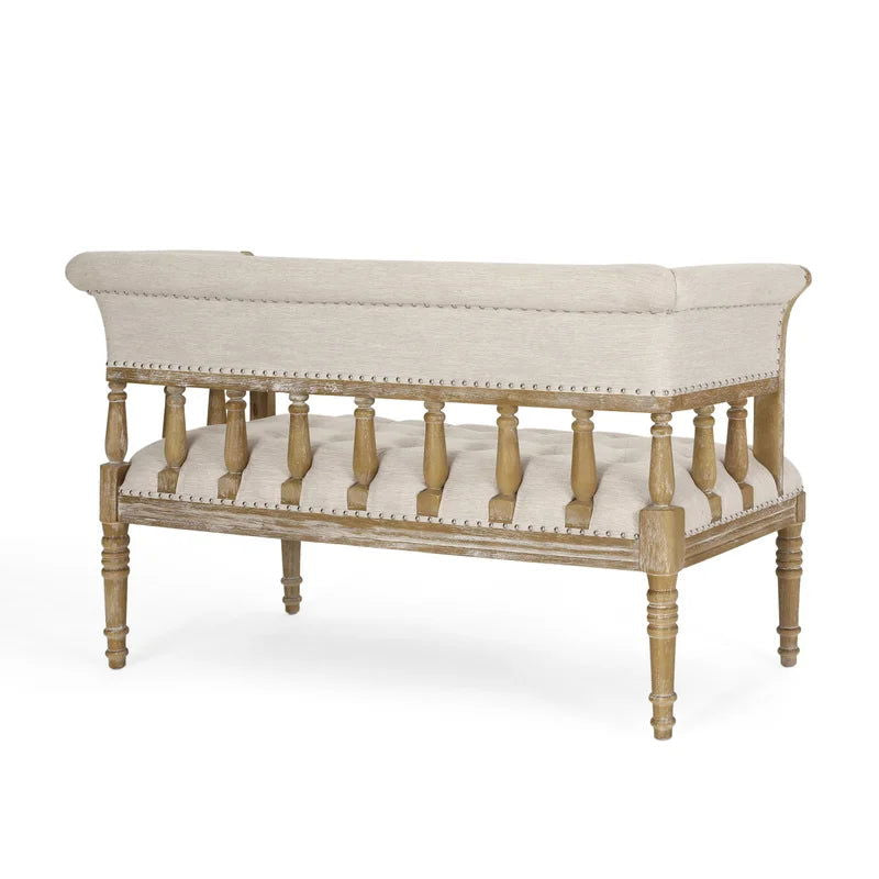 Solid Sheesham Wood Vintage Charm Upholstered Love Seat - Furnishiaa -  - 