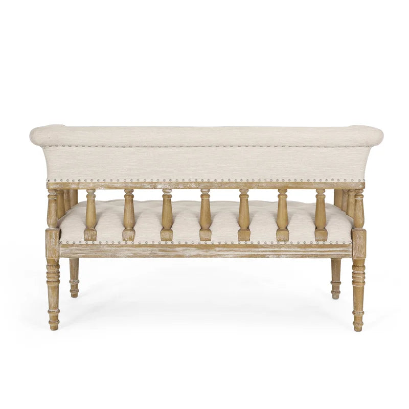 Solid Sheesham Wood Vintage Charm Upholstered Love Seat - Furnishiaa -  - 