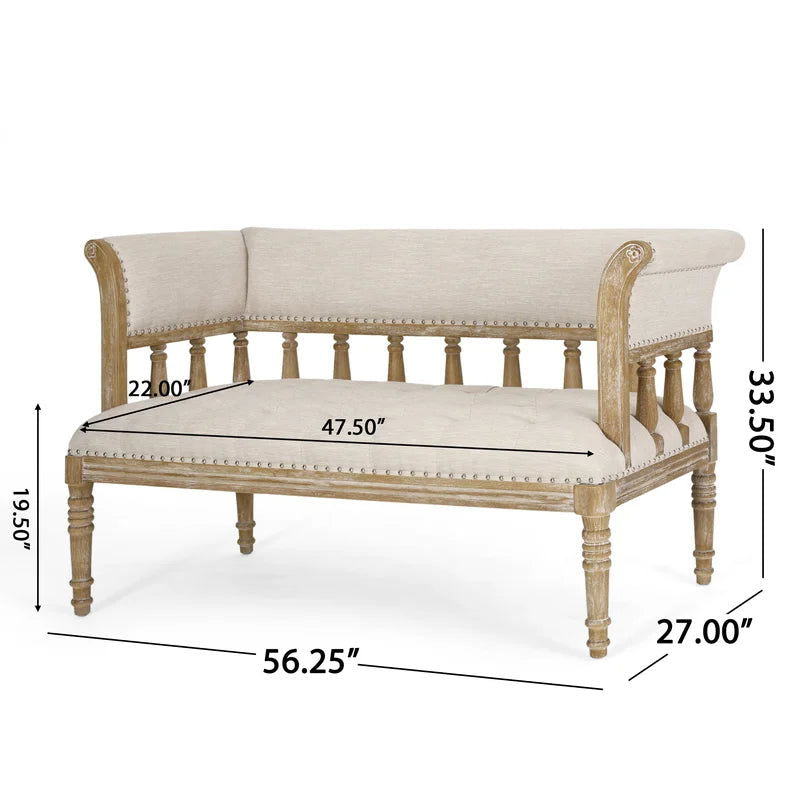 Solid Sheesham Wood Vintage Charm Upholstered Love Seat - Furnishiaa -  - 