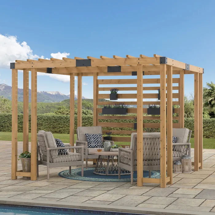 Solid Wood 10.5 fit X 10 fit Pergola Hanging Planters - Furnishiaa -  - 