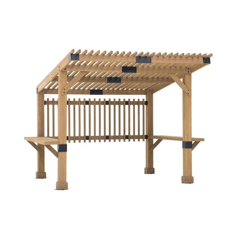 Solid Wood 10 ft. x 11 ft. Canadian Pine Wood Pergola - Furnishiaa -  - 