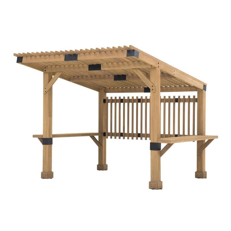 Solid Wood 10 ft. x 11 ft. Canadian Pine Wood Pergola - Furnishiaa -  - 