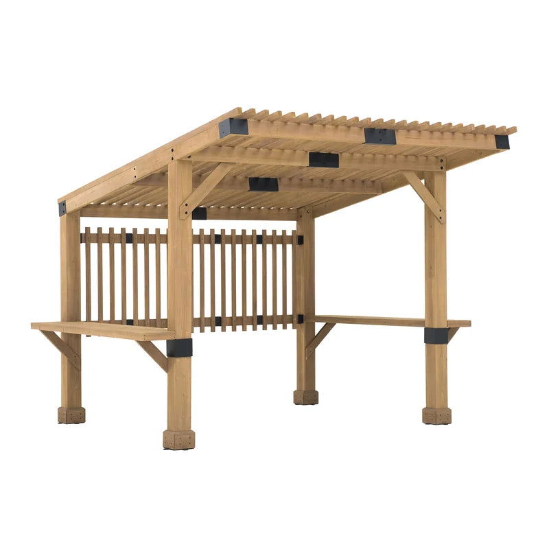 Solid Wood 10 ft. x 11 ft. Canadian Pine Wood Pergola - Furnishiaa -  - 