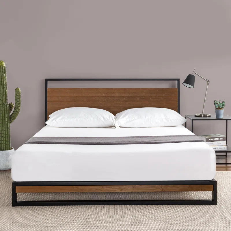 Solid Wood And Metal Black Bed For Bedroom - Furnishiaa -  - 