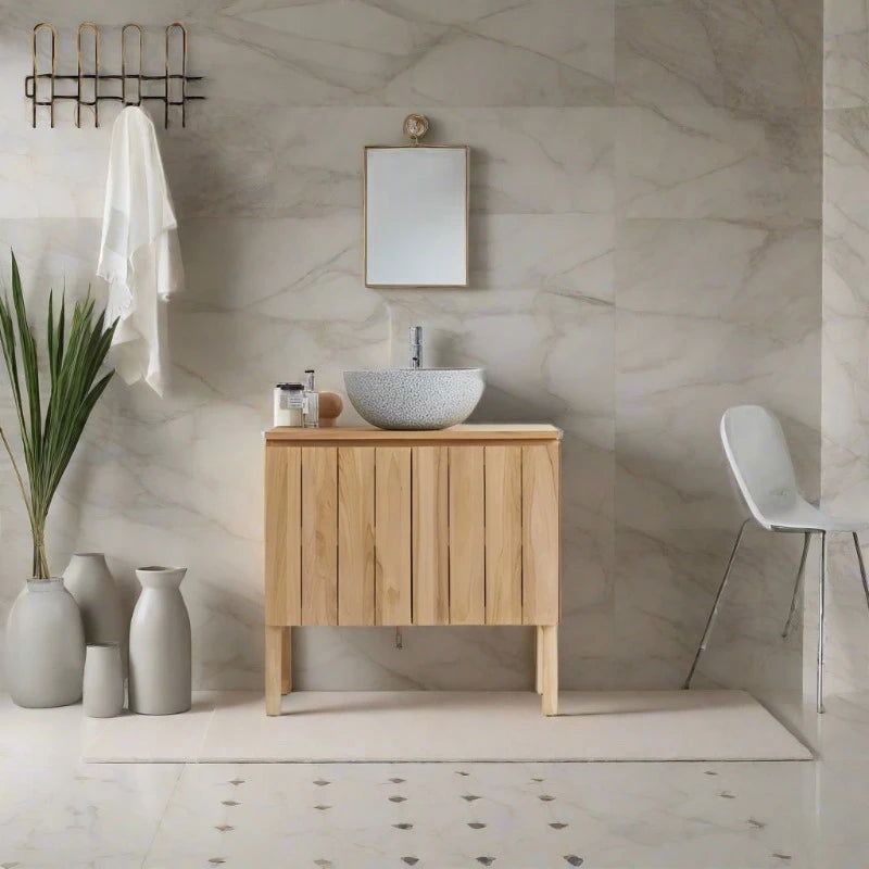 Solid Wood Bathroom Vanity & Washbasin Cabinet - Furnishiaa -  - 