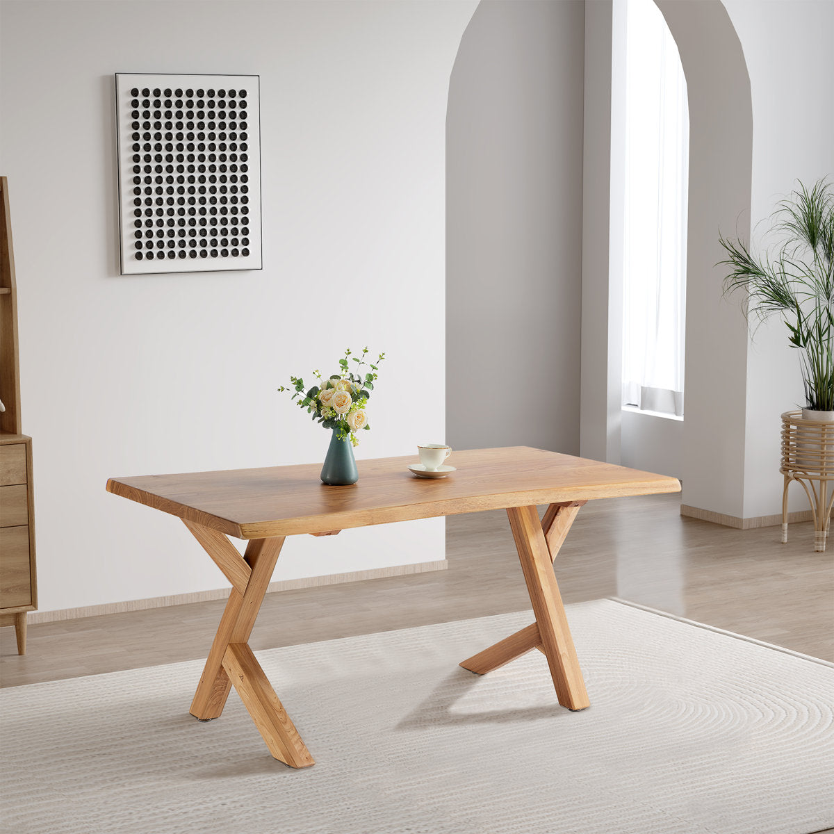 Furnishiaa Classic Farmhouse Solid Wood Dining Table