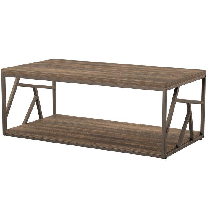 Solid Wood & Iron Center Coffee Table for Home (Brown) - Furnishiaa -  - 