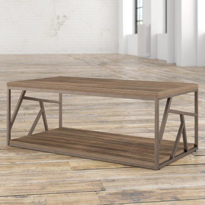 Solid Wood & Iron Center Coffee Table for Home (Brown) - Furnishiaa -  - 