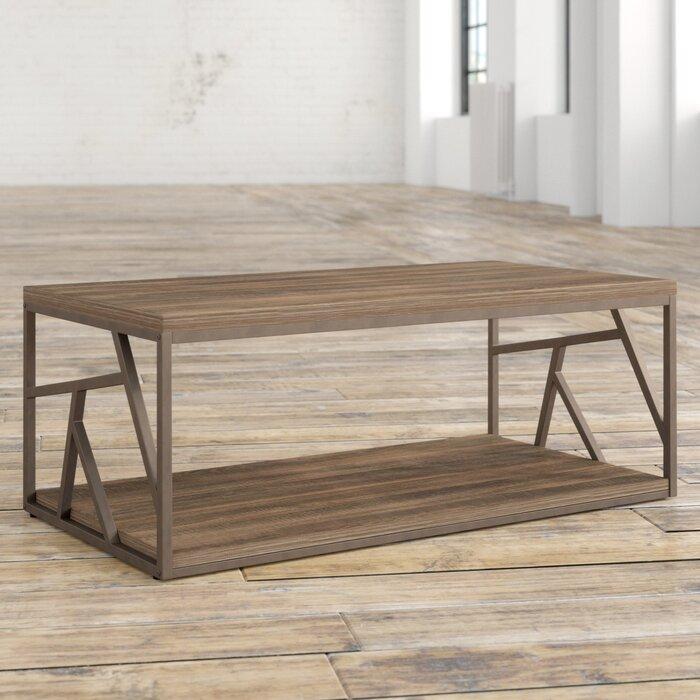 Solid Wood & Iron Center Coffee Table for Home (Brown) - Furnishiaa -  - 