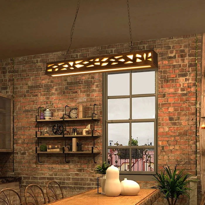 Solid Wood Linear LED Hanging Light - Furnishiaa -  - 