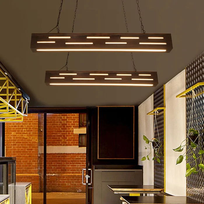 Solid Wood Linear LED Hanging Light - Furnishiaa -  - 