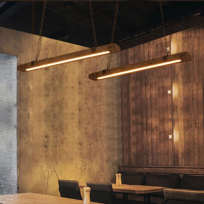 Solid Wood Linear LED Hanging Light - Furnishiaa -  - 