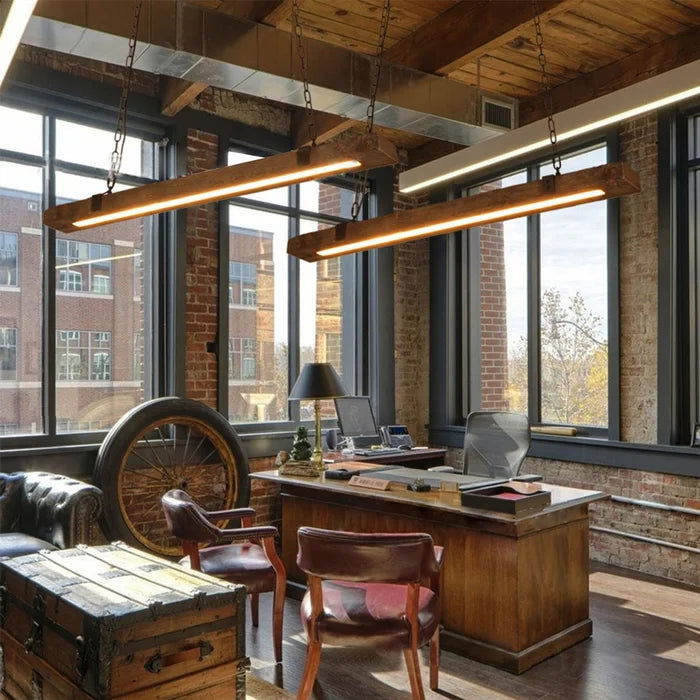 Solid Wood Linear LED Hanging Light - Furnishiaa -  - 