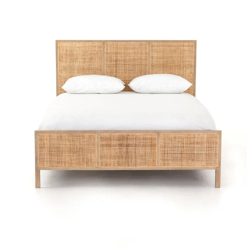 Solid Wood Natural Cane Without Storage Bed - Furnishiaa -  - 