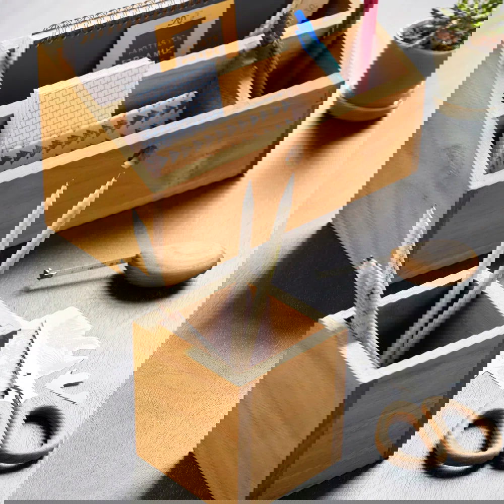 Solid Wood Pen Holder For Office Table - Furnishiaa -  - 