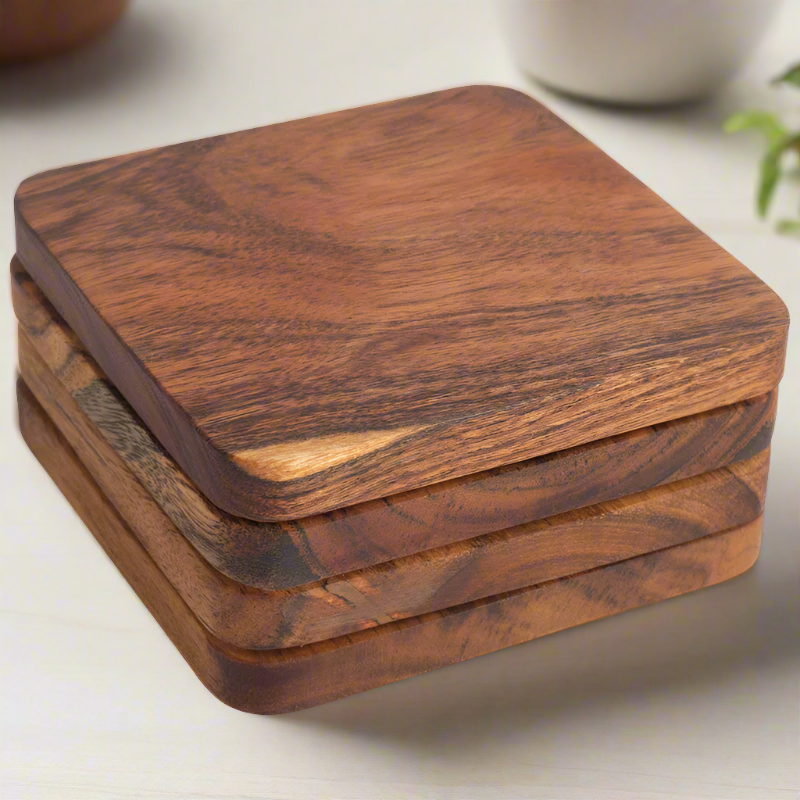 Solid Wood Piece of 4 Cup Coaster Set - Furnishiaa -  - 