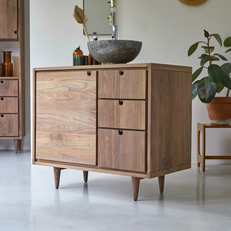 Solid Wood Single Bathroom Vanity & Washbasin Cabinet - Furnishiaa -  - 