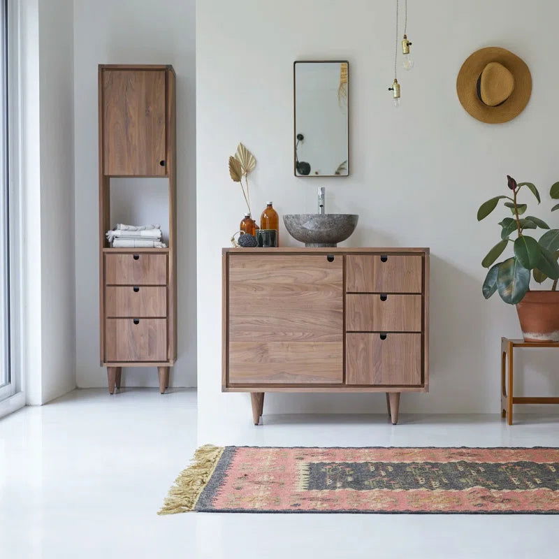 Solid Wood Single Bathroom Vanity & Washbasin Cabinet - Furnishiaa -  - 