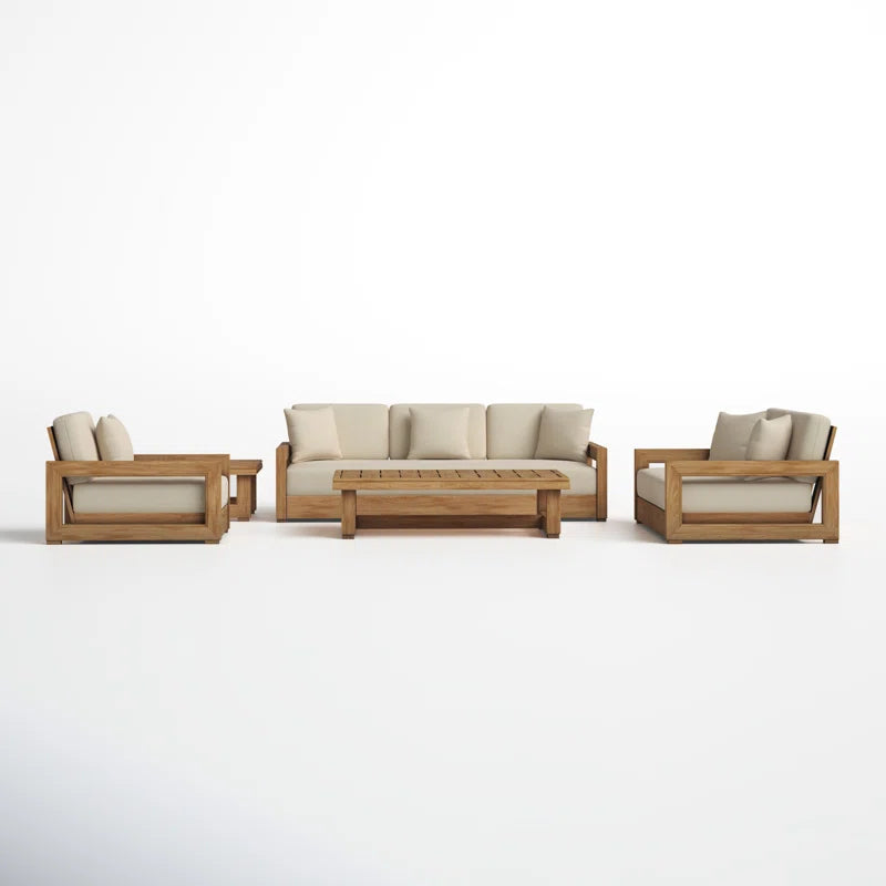 Solid Wood Sofa Set With Coffee Table For Living Room - Furnishiaa -  - 