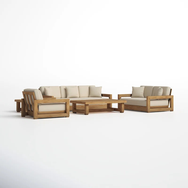 Solid Wood Sofa Set With Coffee Table For Living Room - Furnishiaa -  - 