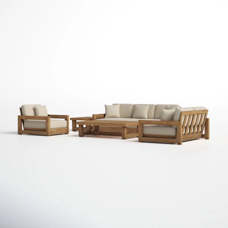 Solid Wood Sofa Set With Coffee Table For Living Room - Furnishiaa -  - 