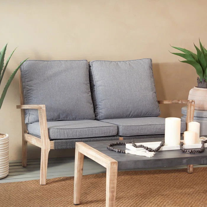 Solid Wood Two Seater Wide Outdoor Patio Sofa with Cushions - Furnishiaa -  - 