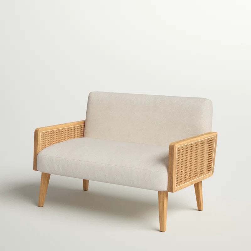 Solid Wood Upholstered Natural Cane 2 Seater Sofa - Furnishiaa -  - 