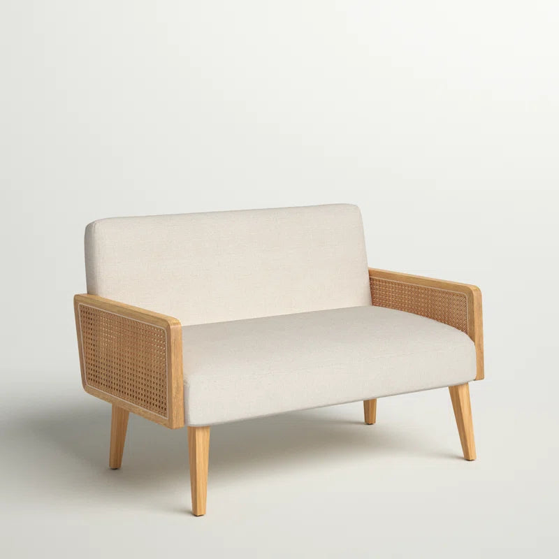 Solid Wood Upholstered Natural Cane 2 Seater Sofa - Furnishiaa -  - 