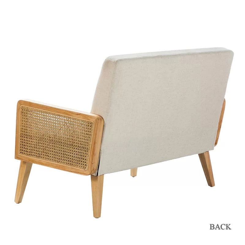 Solid Wood Upholstered Natural Cane 2 Seater Sofa - Furnishiaa -  - 