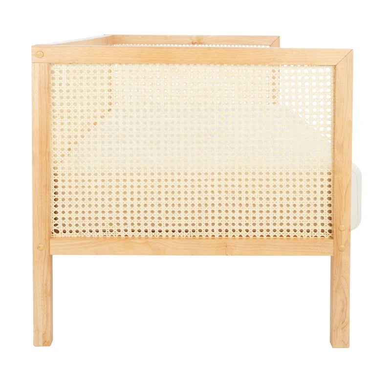 Solid Wood Upholstered Natural Cane Sofa - Furnishiaa -  - 