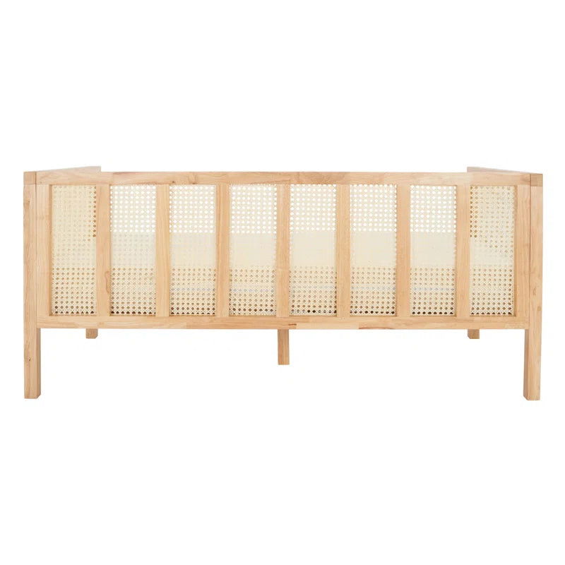 Solid Wood Upholstered Natural Cane Sofa - Furnishiaa -  - 