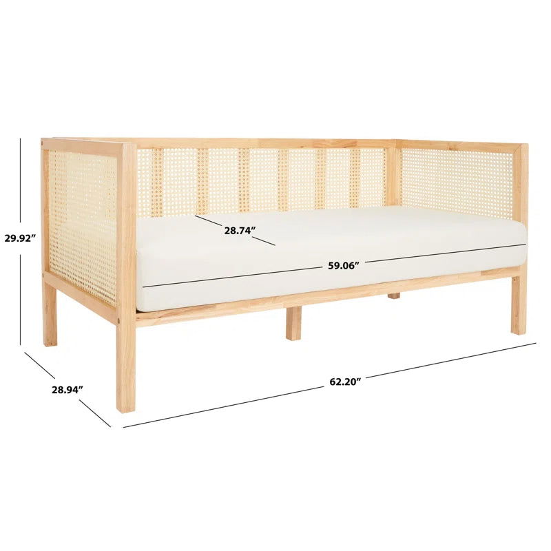 Solid Wood Upholstered Natural Cane Sofa - Furnishiaa -  - 