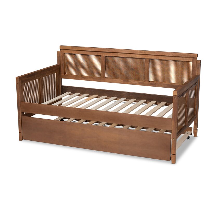 Solid Wood Upholstered Natural Cane Sofa Cum Bed - Furnishiaa -  - 