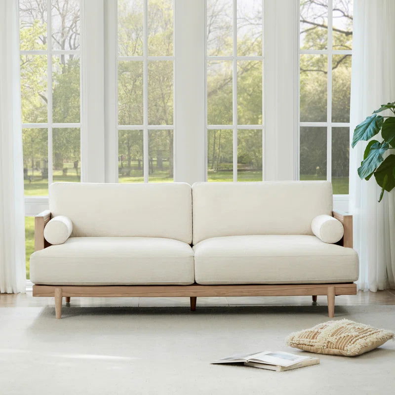 Solid Wood Upholstered Natural Cane Sofa Set - Furnishiaa -  - 