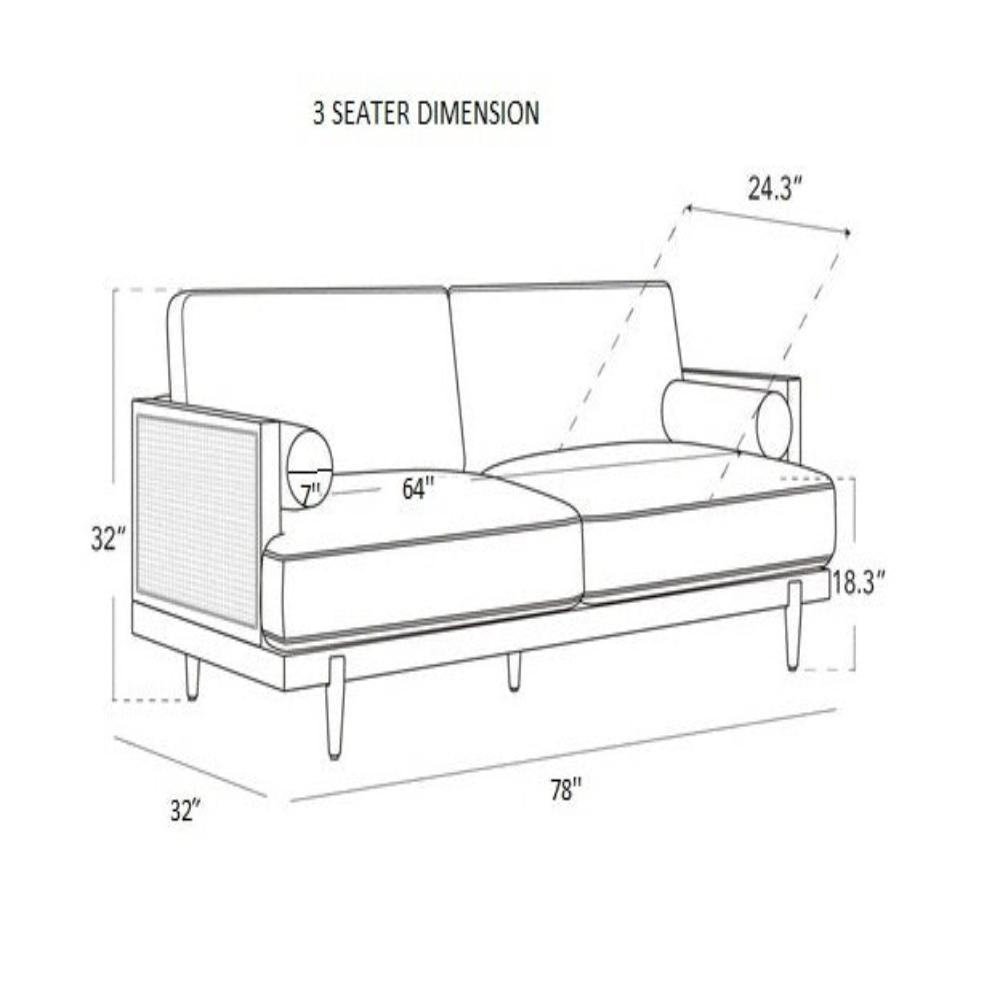 Solid Wood Upholstered Natural Cane Sofa Set - Furnishiaa -  - 