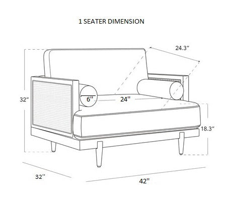 Solid Wood Upholstered Natural Cane Sofa Set - Furnishiaa -  - 
