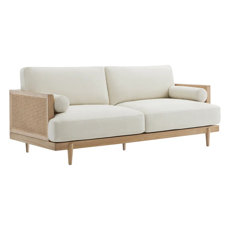 Solid Wood Upholstered Natural Cane Sofa Set - Furnishiaa -  - 