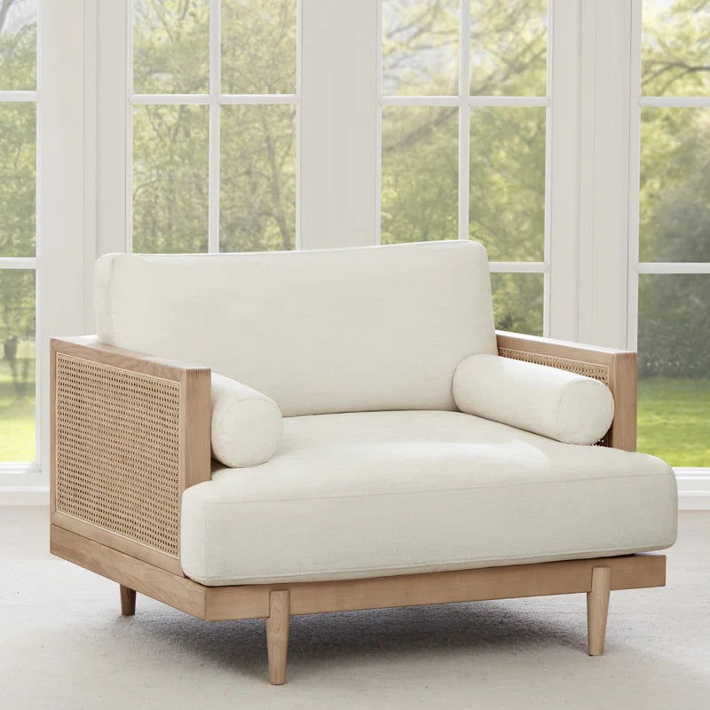 Solid Wood Upholstered Natural Cane Sofa Set - Furnishiaa -  - 